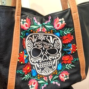 Flower/ Sugar Skull Large Bag